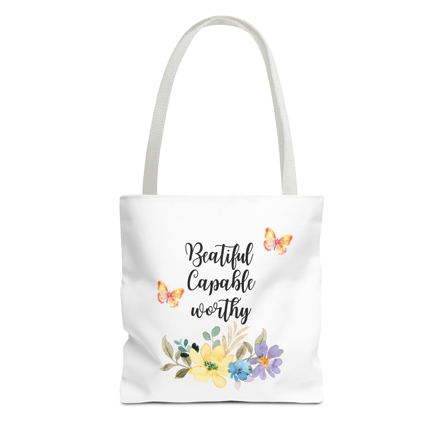 Beautiful Capable Worthy Floral Tote Bag