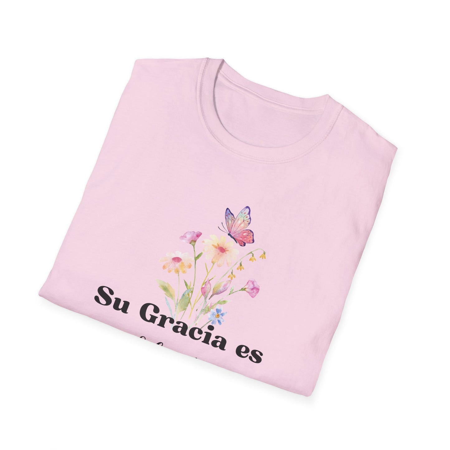 Su Gracia es Suficiente Unisex Softstyle T-Shirt, Inspirational Tee, Nature Lover Gift, Butterfly Shirt, Casual Outfit, Motivational Top