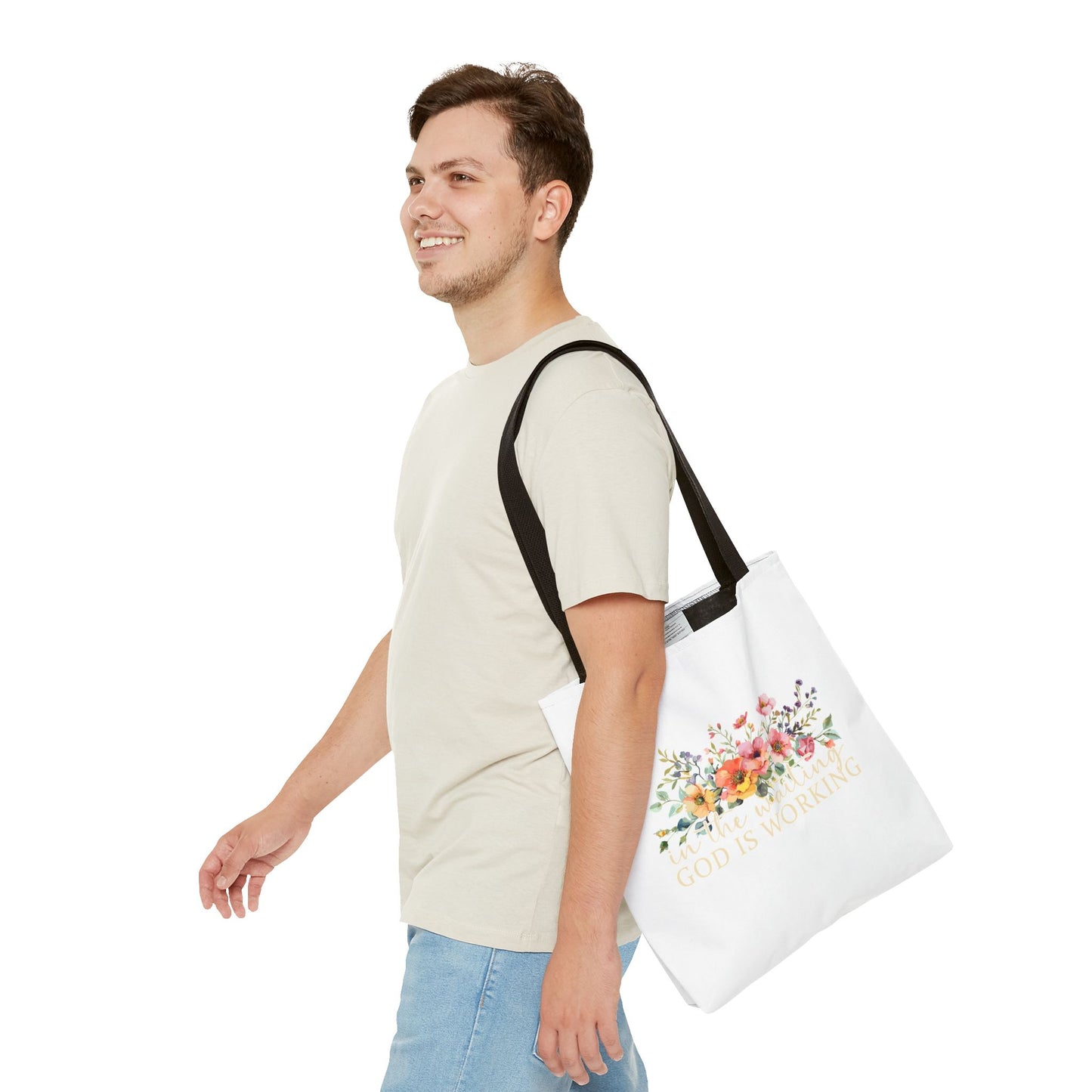 Floral Inspirational Tote Bag, Motivational Bag, Eco-Friendly Gift, Shopping Tote, Faith-Based Accessory, Everyday Use