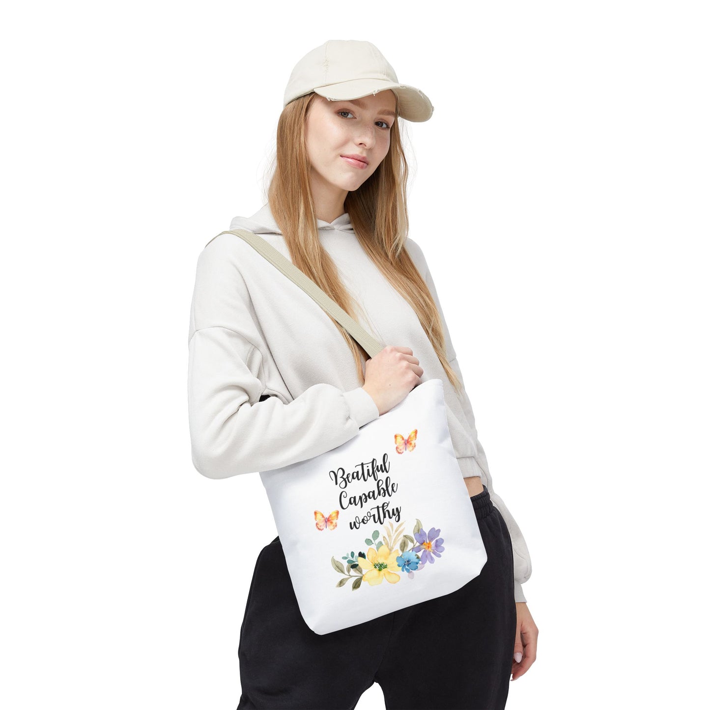 Beautiful Capable Worthy Floral Tote Bag