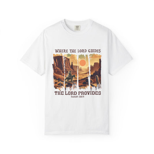Christian Graphic T-Shirt, Inspirational Tee, Where The Lord Guides Shirt, Faith-Based Apparel, Casual Churchwear, Gift for Believers