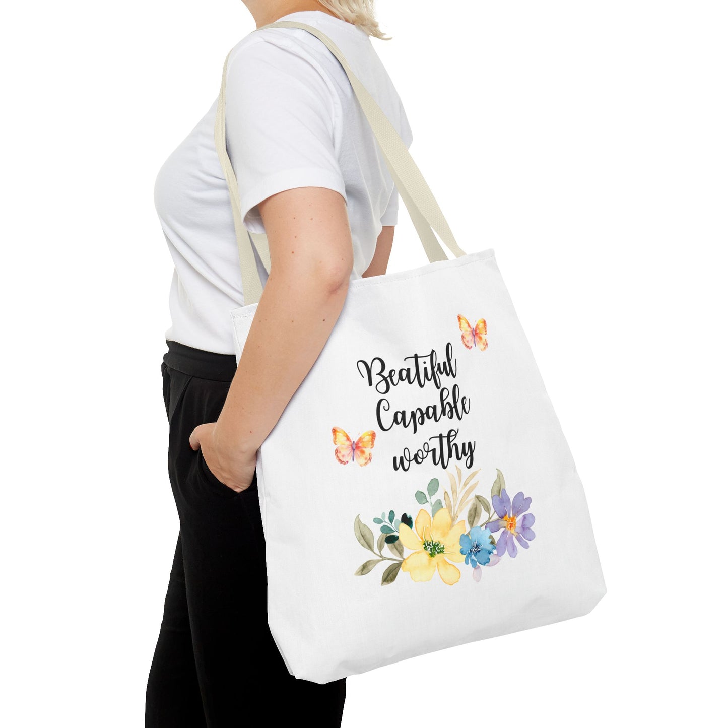 Beautiful Capable Worthy Floral Tote Bag