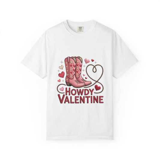 Howdy Valentine T-Shirt — Cowboy Boots & Lasso Heart Valentine Tee