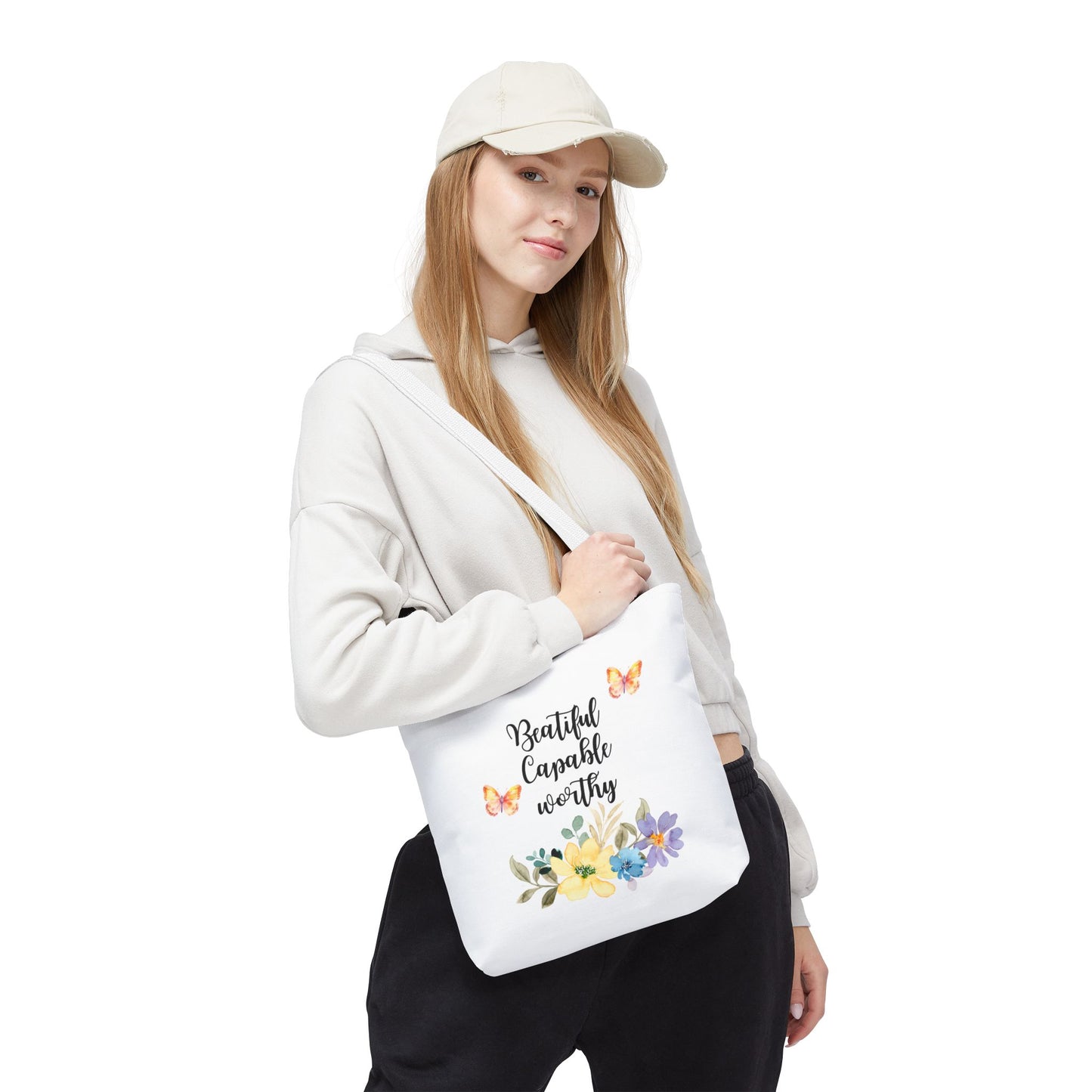 Beautiful Capable Worthy Floral Tote Bag