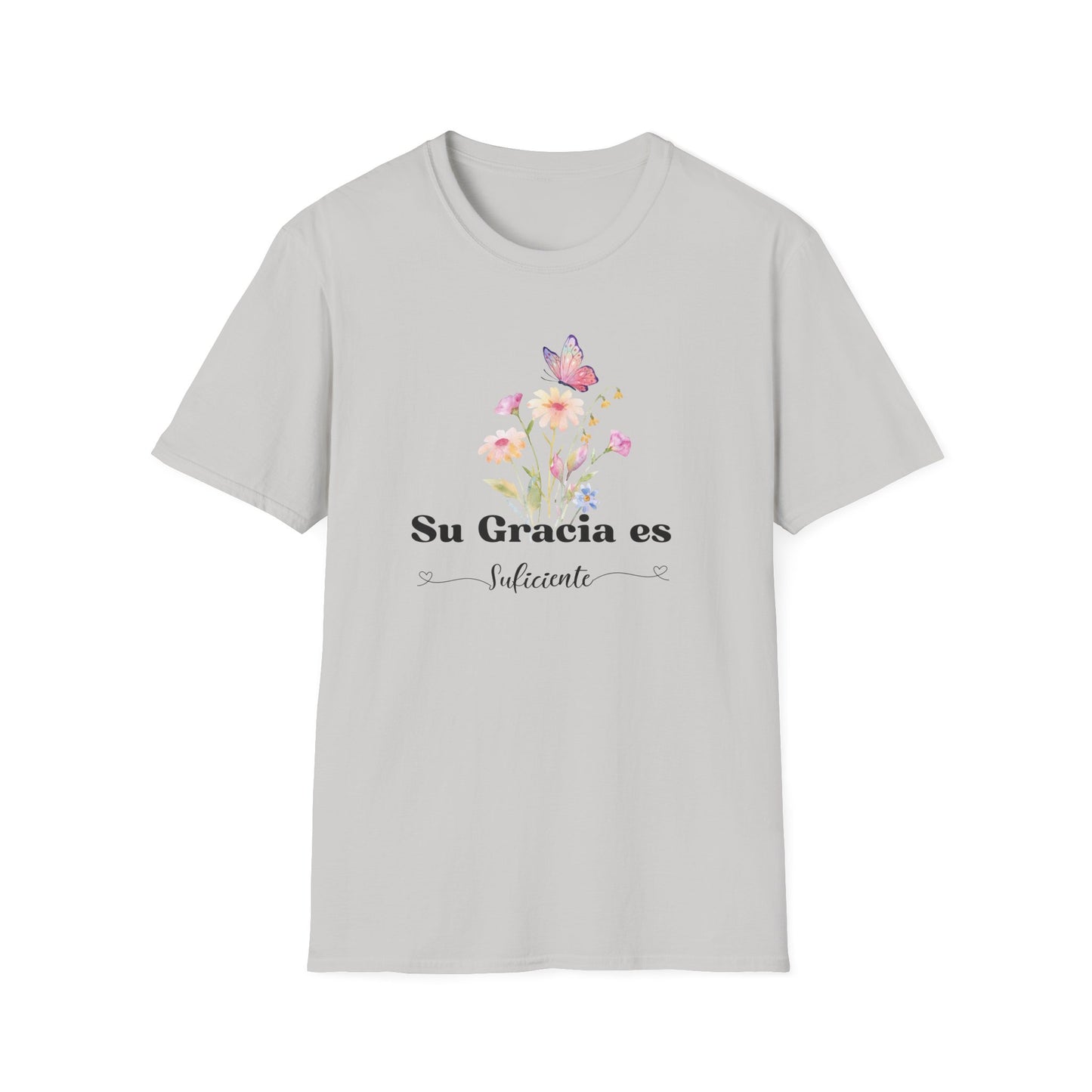 Su Gracia es Suficiente Unisex Softstyle T-Shirt, Inspirational Tee, Nature Lover Gift, Butterfly Shirt, Casual Outfit, Motivational Top