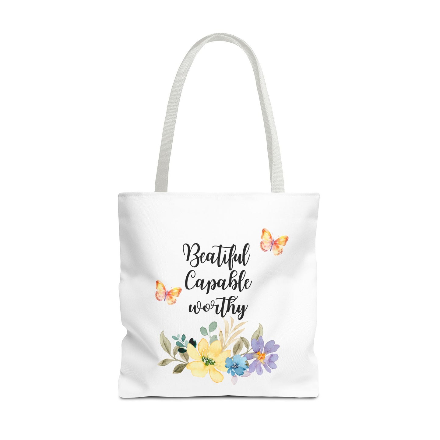 Beautiful Capable Worthy Floral Tote Bag
