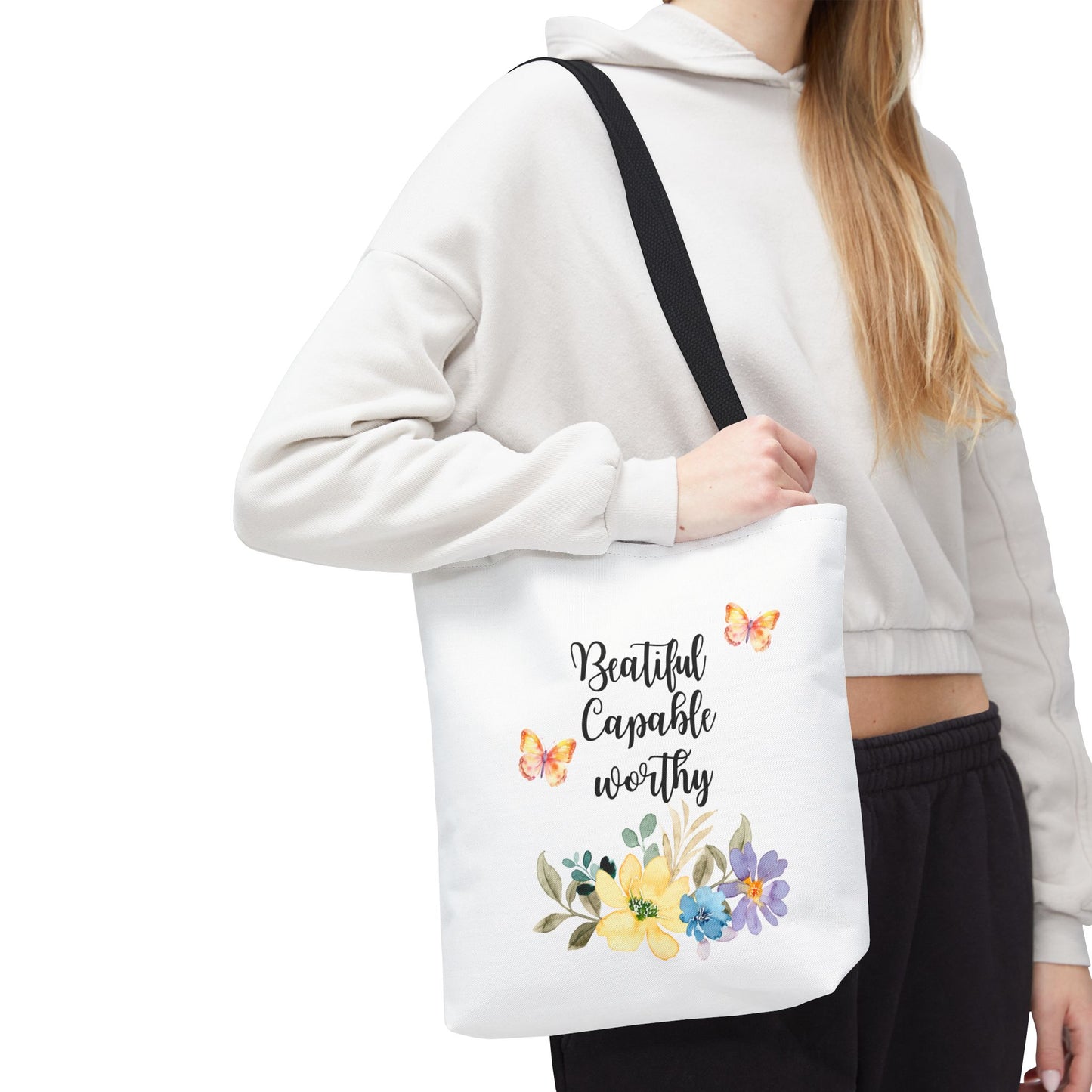 Beautiful Capable Worthy Floral Tote Bag