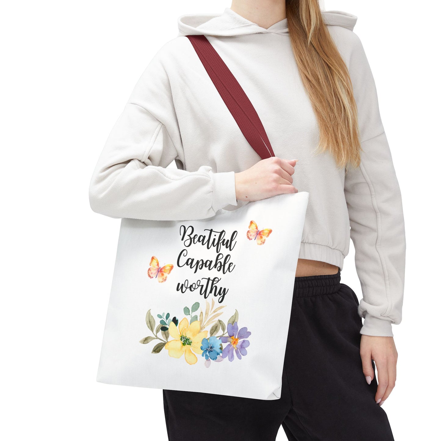 Beautiful Capable Worthy Floral Tote Bag