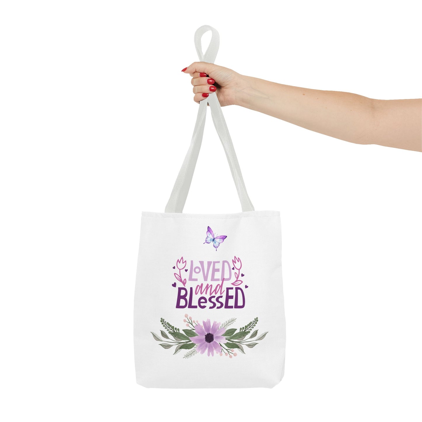 Floral Tote Bag - "Loved and Blessed" Design