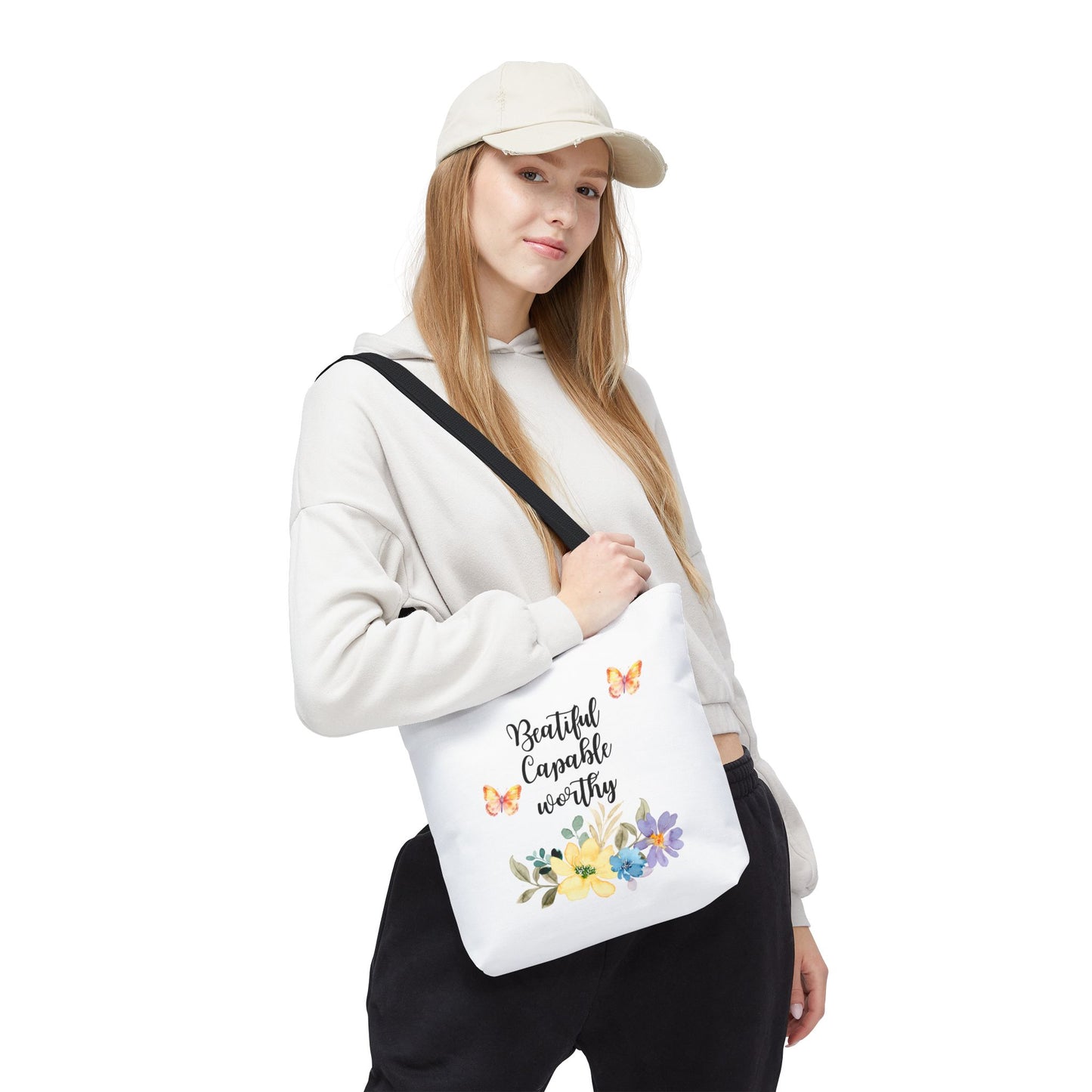 Beautiful Capable Worthy Floral Tote Bag