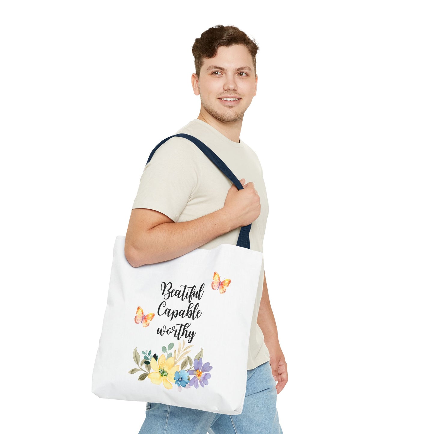 Beautiful Capable Worthy Floral Tote Bag