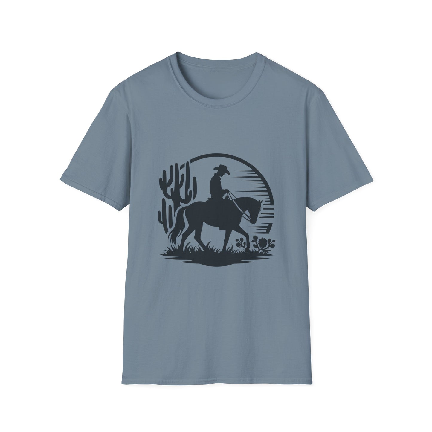 Cowboy Sunset Graphic Tee, Vintage Western T-Shirt, Gift for Horse Lovers, Retro Cowboy Shirt, Unisex Casual Wear