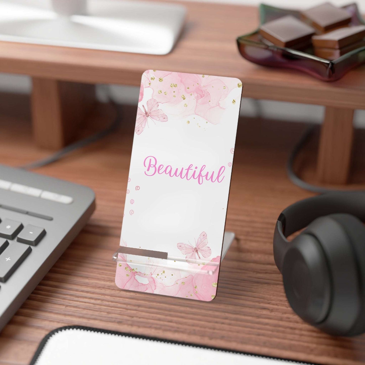 Beautiful Floral Mobile Display Stand – Chic Smartphone Holder for Home & Office
