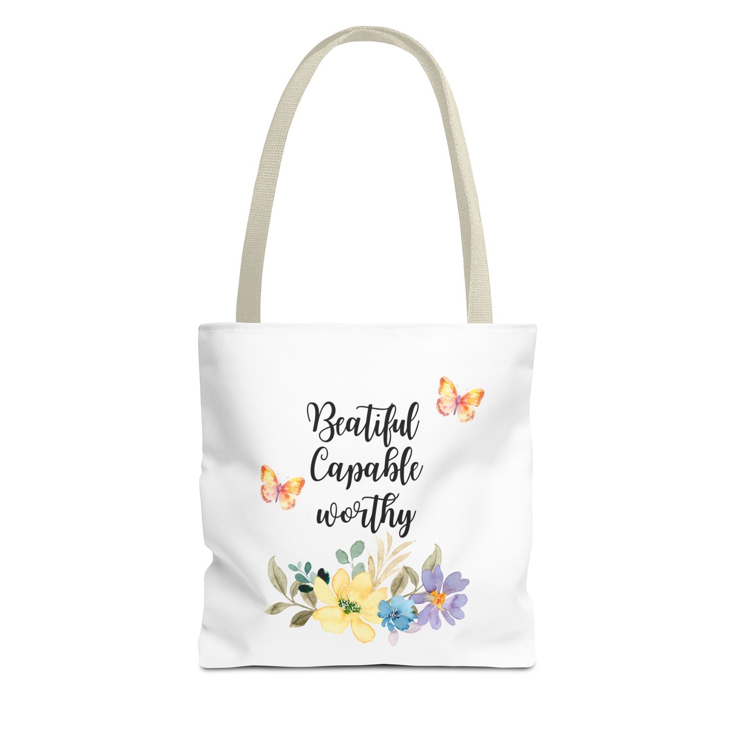 Beautiful Capable Worthy Floral Tote Bag