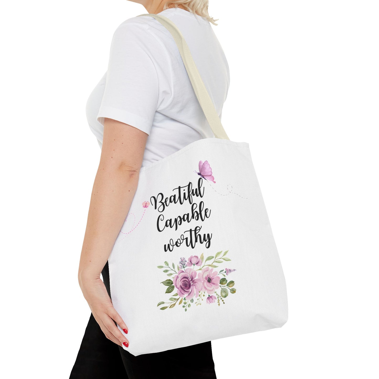 Beautiful Capable Worthy Floral Tote Bag