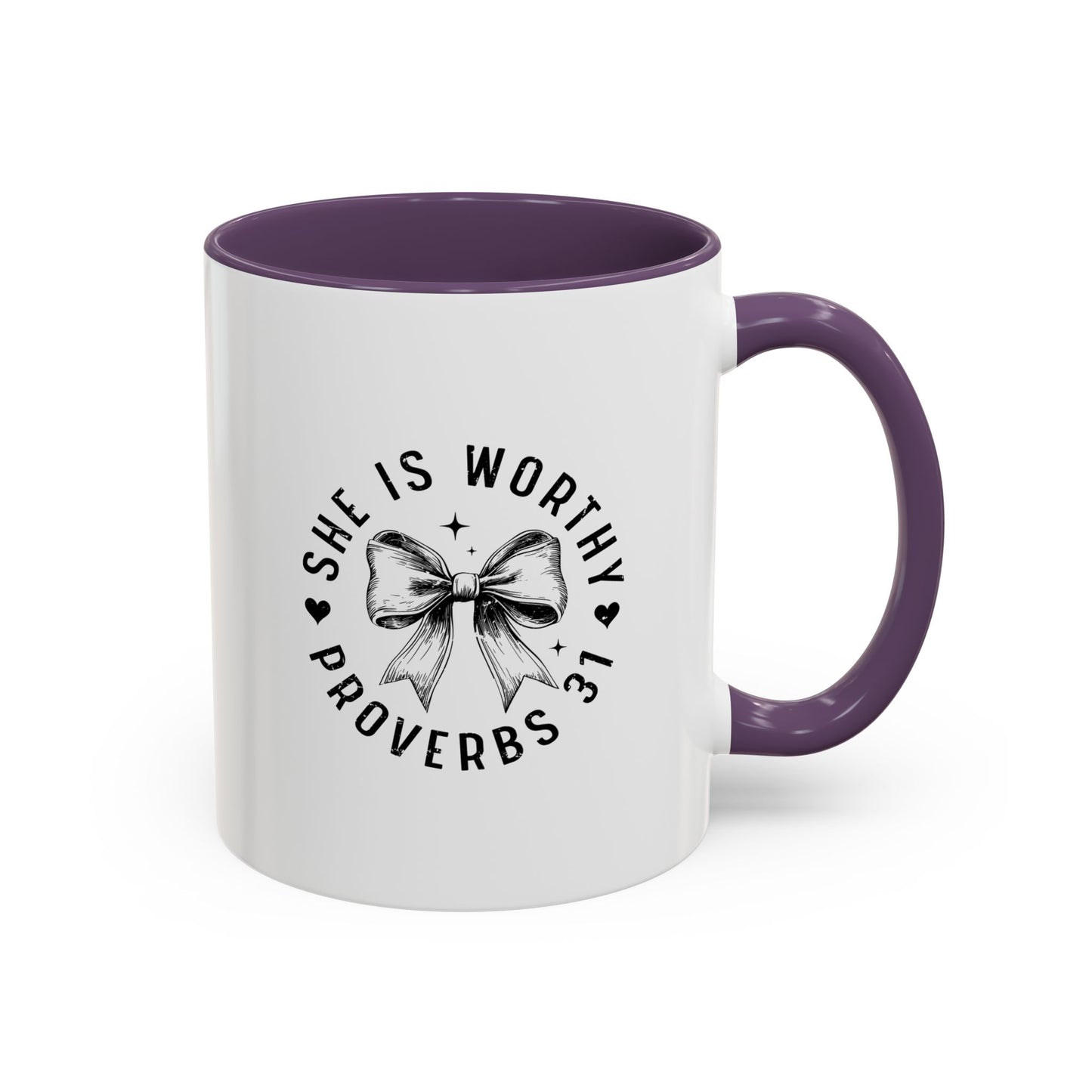 Proverbs 31 Inspirational Coffee Mug, Black Accent Cup, Gift for Her, Motivational Tea Mug, Christian Woman's Mug, Encouragement Gift