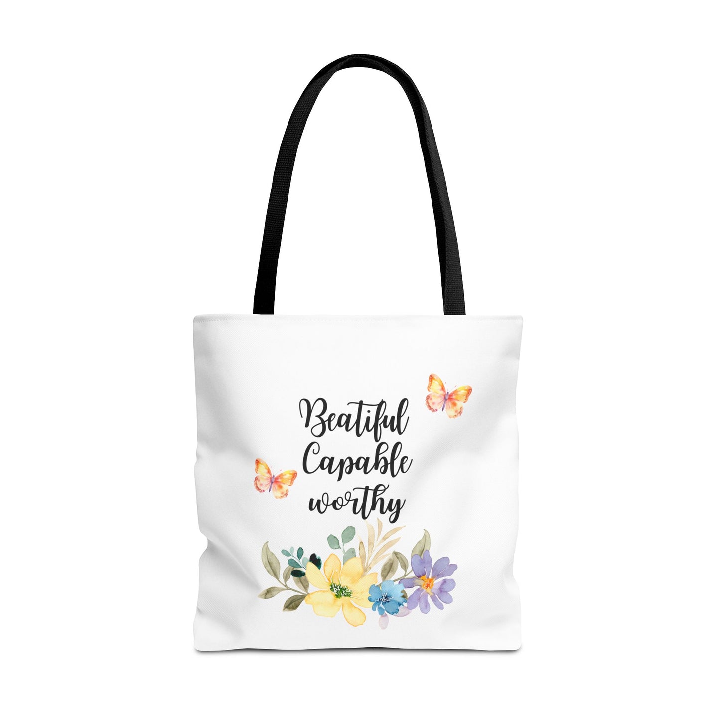 Beautiful Capable Worthy Floral Tote Bag
