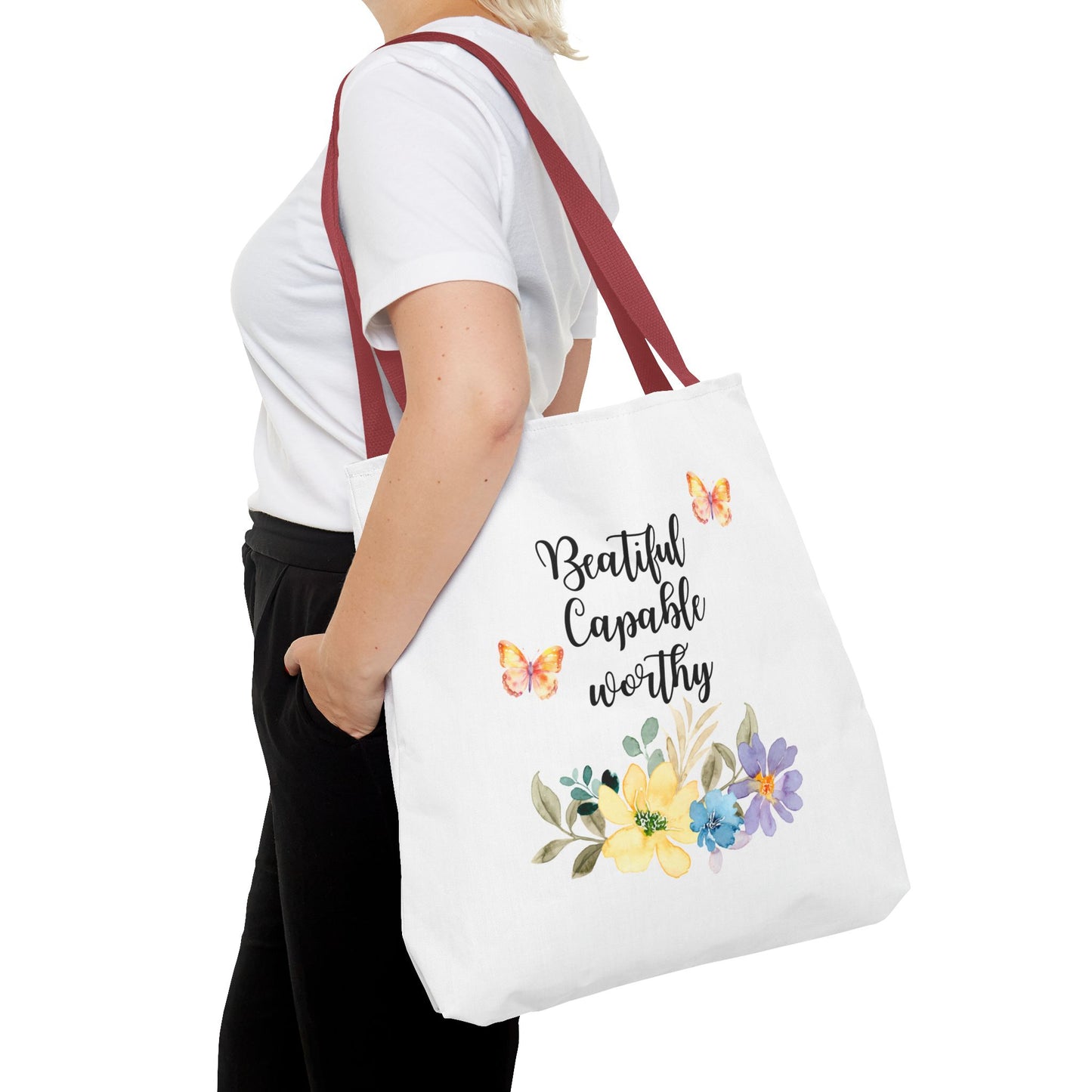Beautiful Capable Worthy Floral Tote Bag