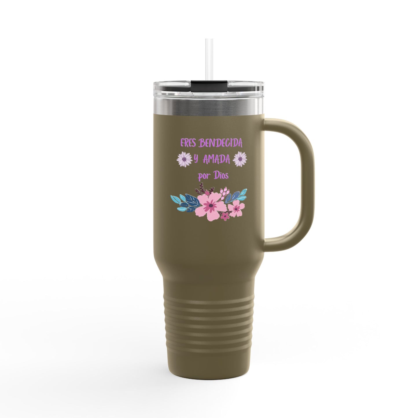 Floral Insulated Travel Mug - 40oz Blessed & Loved Design
