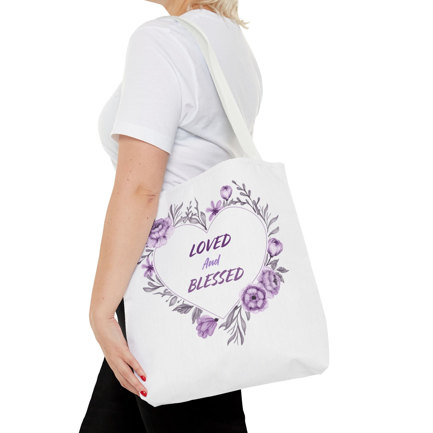 Loved and Blessed Floral Tote Bag – Elegant Canvas Carryall for Every Occasion