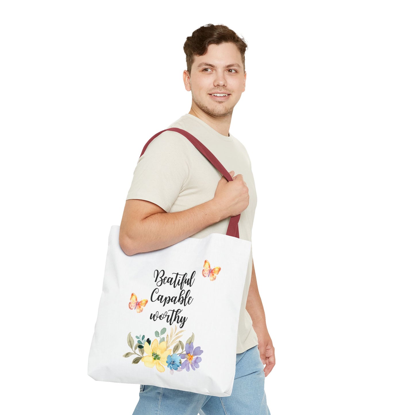 Beautiful Capable Worthy Floral Tote Bag