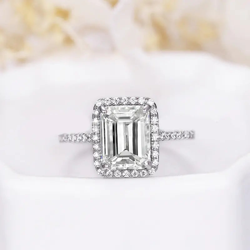 Emerald Engagement Ring with Diamond Accents