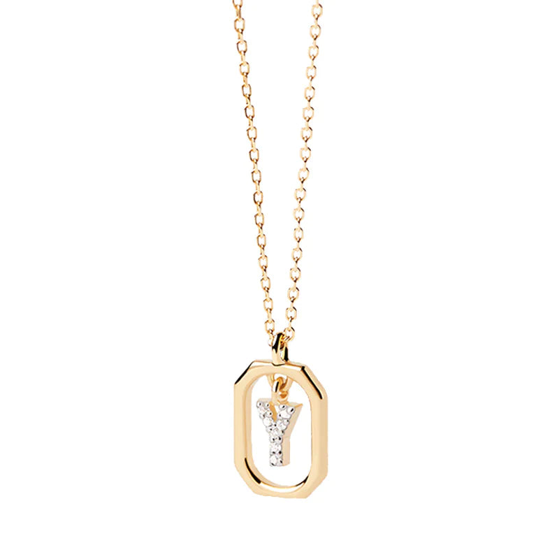 Elegant Monogram 18K Gold-Plated Sterling Necklace