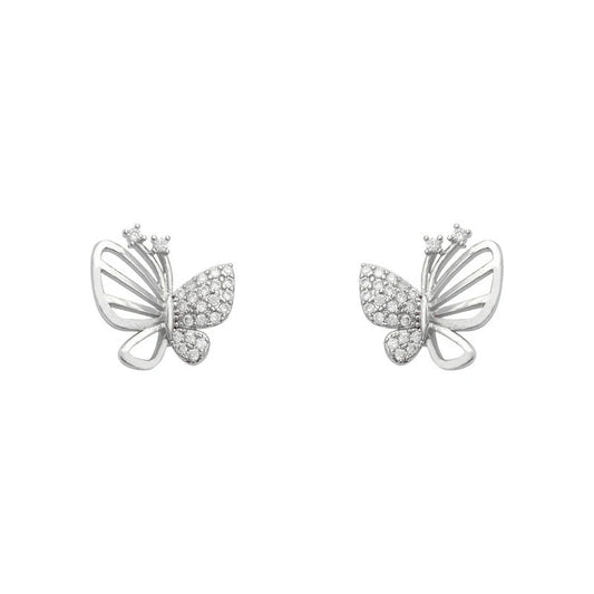 Gold Cubic Zircon Butterfly Stud Earrings
