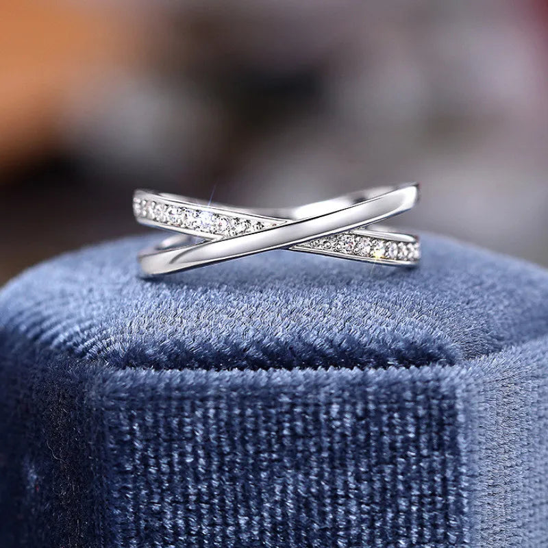 925 Sterling Silver Cross Ring Cubic Zirconia for Women