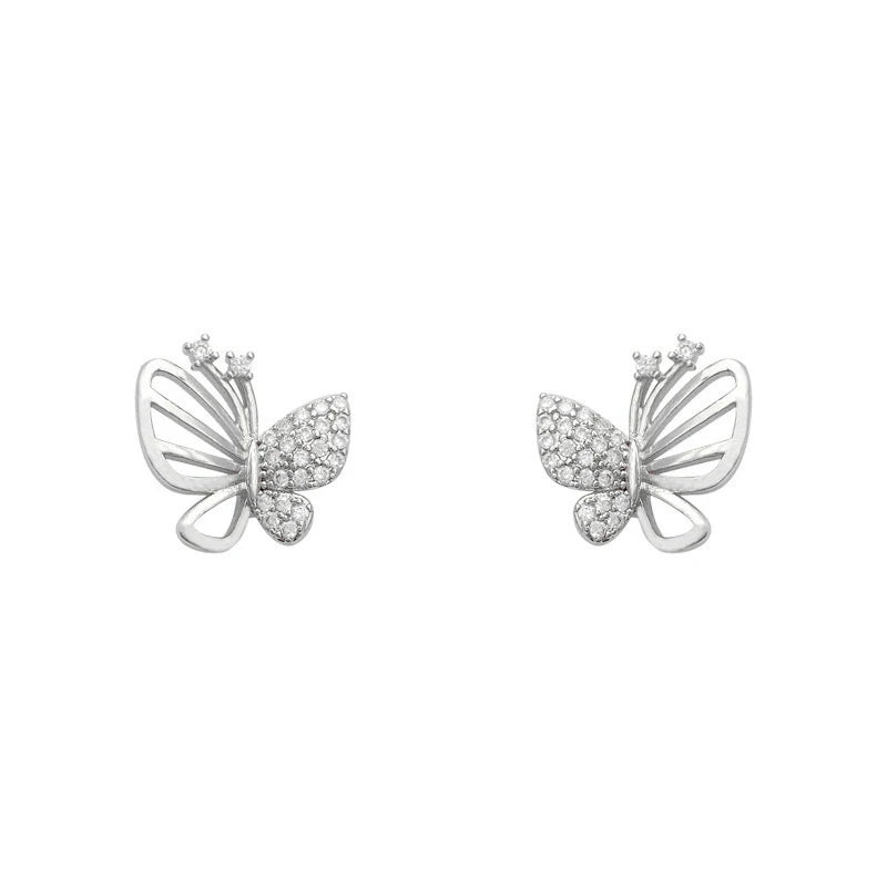 Gold Cubic Zircon Butterfly Stud Earrings