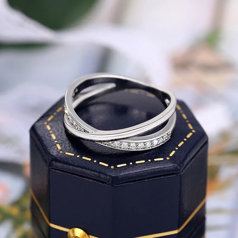 925 Sterling Silver Cross Ring Cubic Zirconia for Women