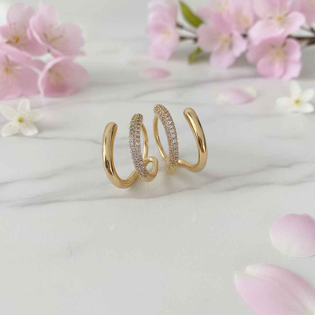 Aretes Dorados Elegantes con Zirconia | Brillo Fino y Estilo Minimalista