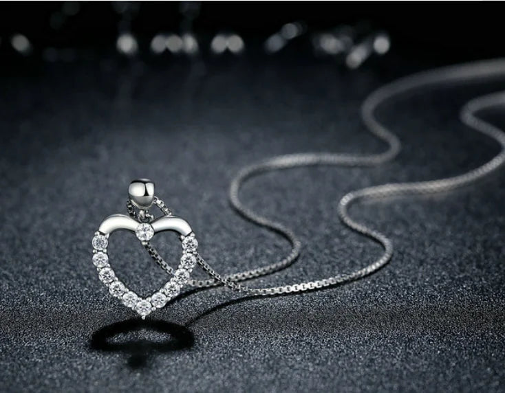 Heart Necklace, 925 Sterling Silver Pendant