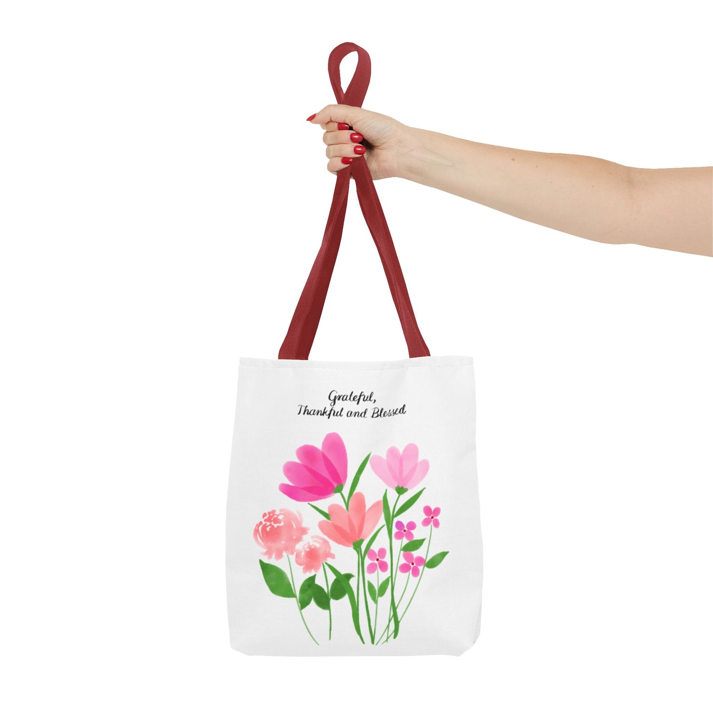 Grateful Floral Tote Bag - Thankful and Blessed Design