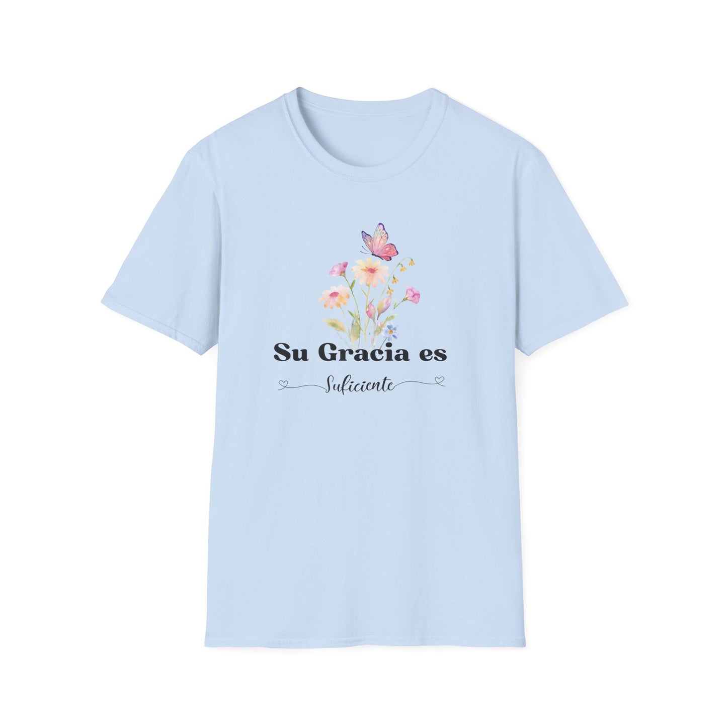 Su Gracia es Suficiente Unisex Softstyle T-Shirt, Inspirational Tee, Nature Lover Gift, Butterfly Shirt, Casual Outfit, Motivational Top
