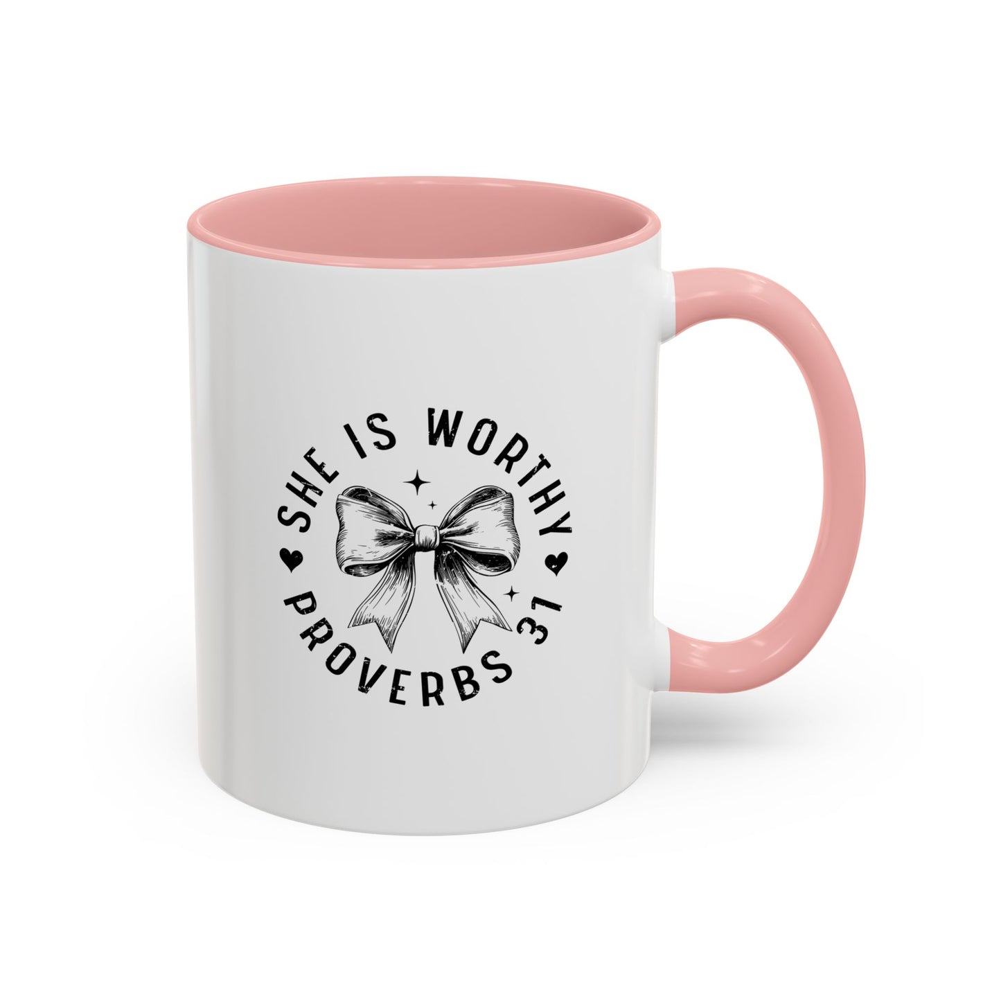 Proverbs 31 Inspirational Coffee Mug, Black Accent Cup, Gift for Her, Motivational Tea Mug, Christian Woman's Mug, Encouragement Gift