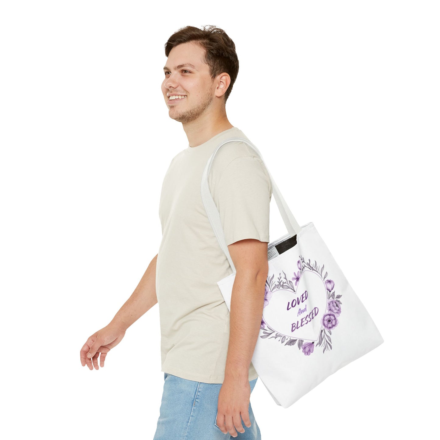 Loved and Blessed Floral Tote Bag – Elegant Canvas Carryall for Every Occasion