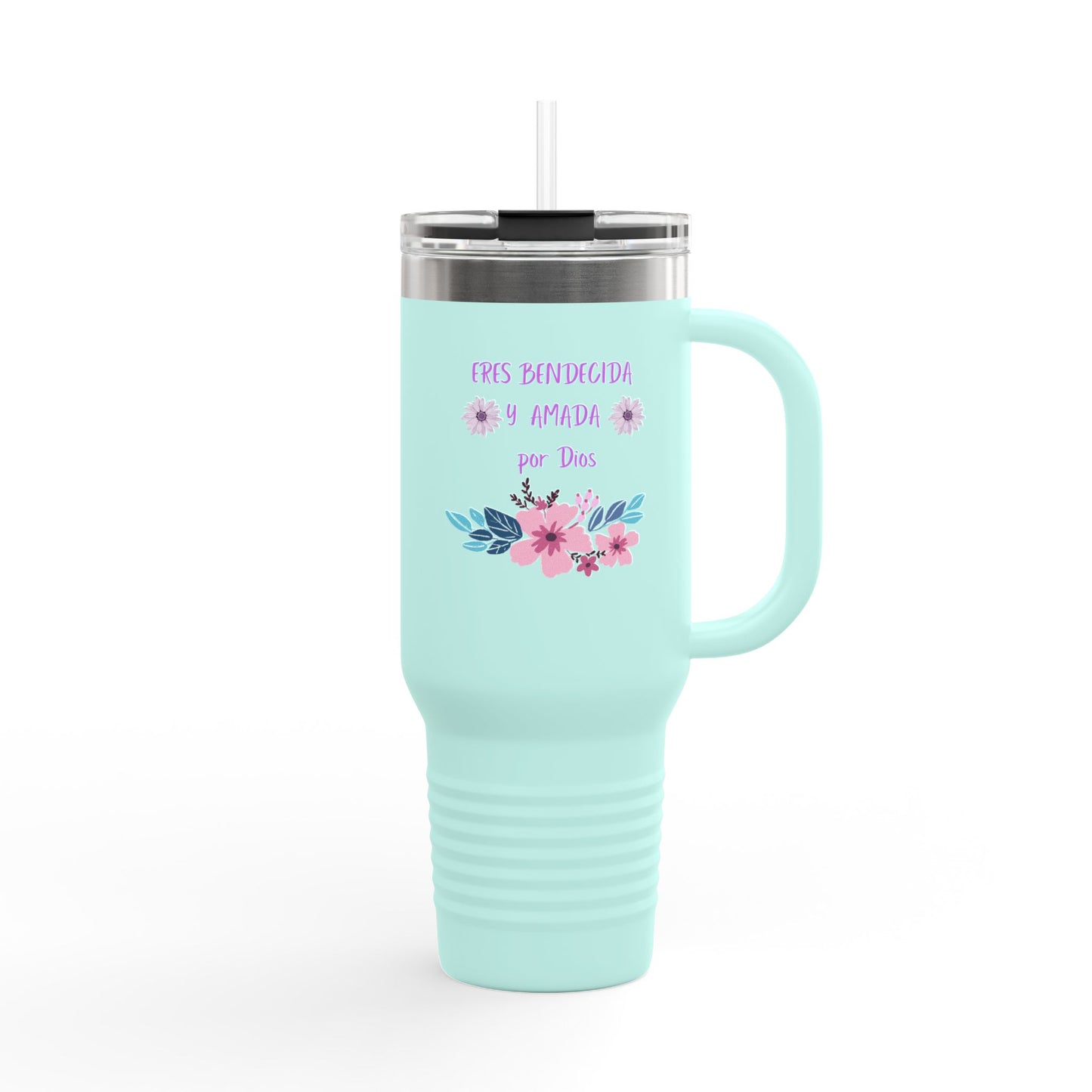 Floral Insulated Travel Mug - 40oz Blessed & Loved Design
