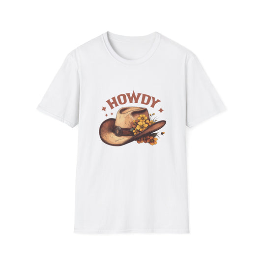 Howdy Themed Unisex Softstyle T-Shirt, Casual Tee, Cowboy Shirt, Western Apparel, Gift for Celebrations