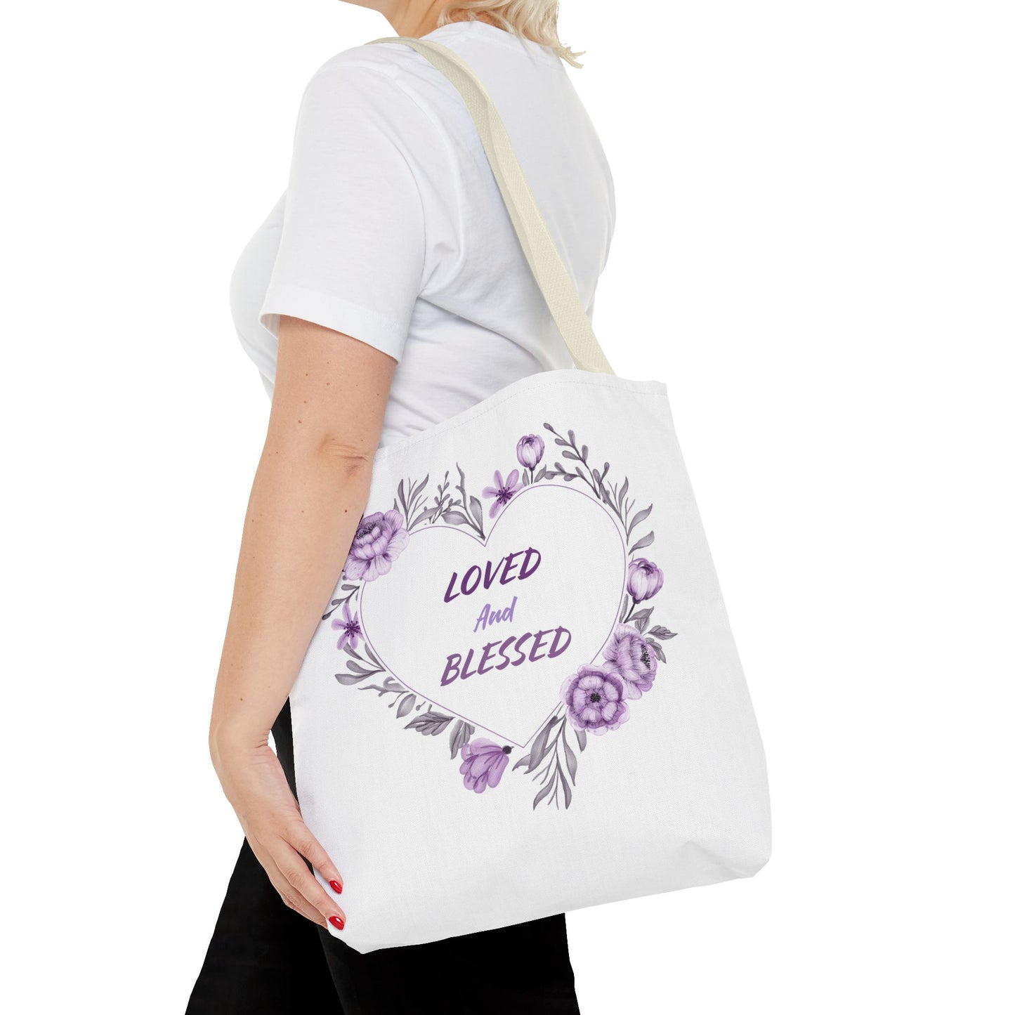 Loved and Blessed Floral Tote Bag – Elegant Canvas Carryall for Every Occasion