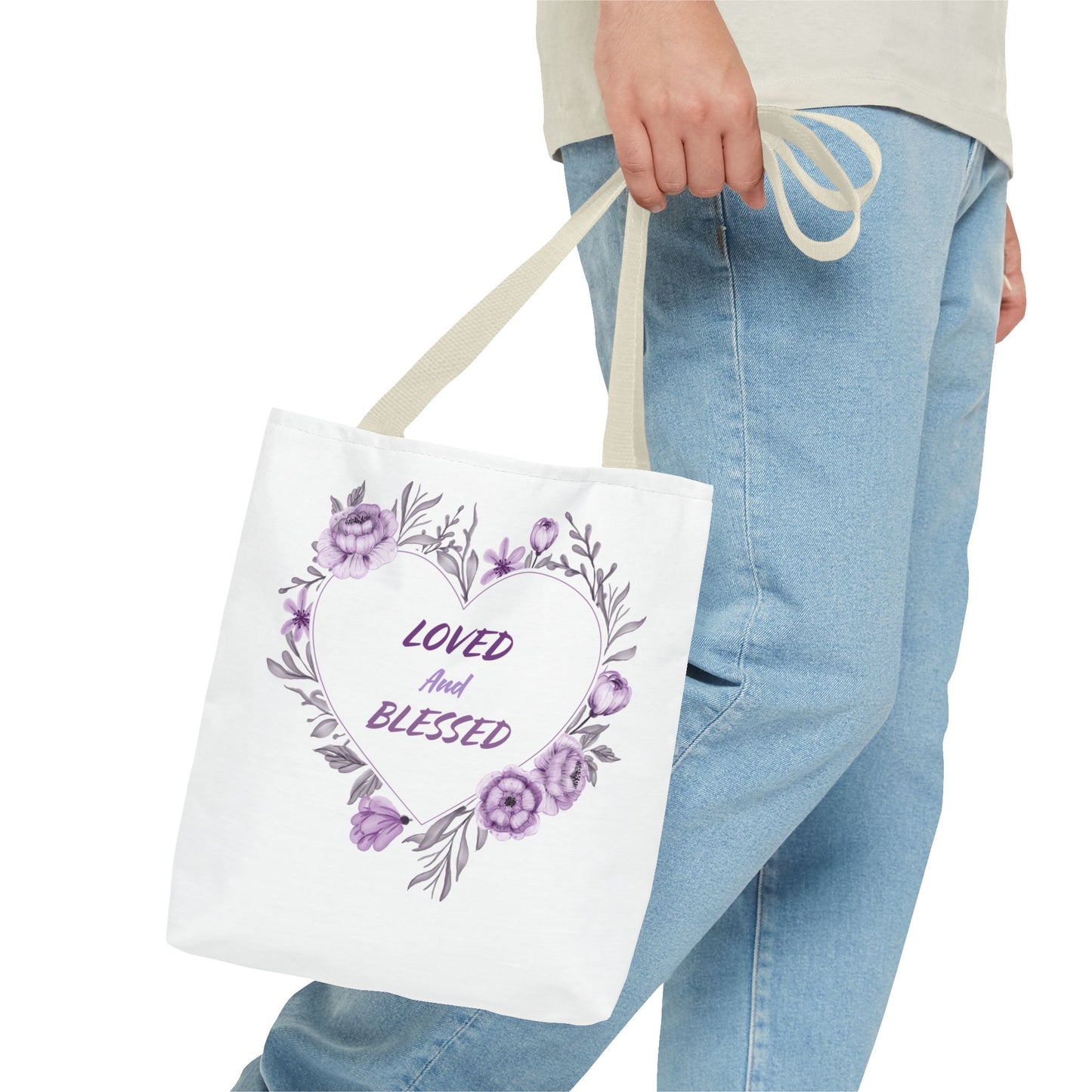 Loved and Blessed Floral Tote Bag – Elegant Canvas Carryall for Every Occasion