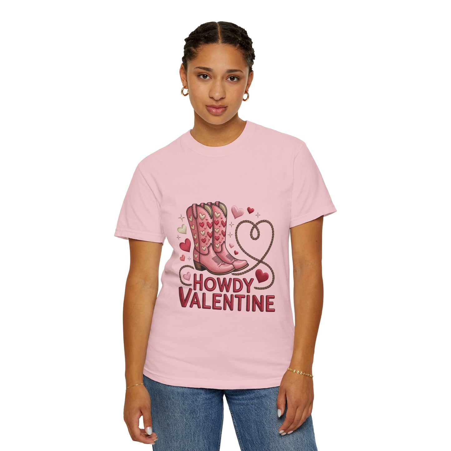 Howdy Valentine T-Shirt — Cowboy Boots & Lasso Heart Valentine Tee