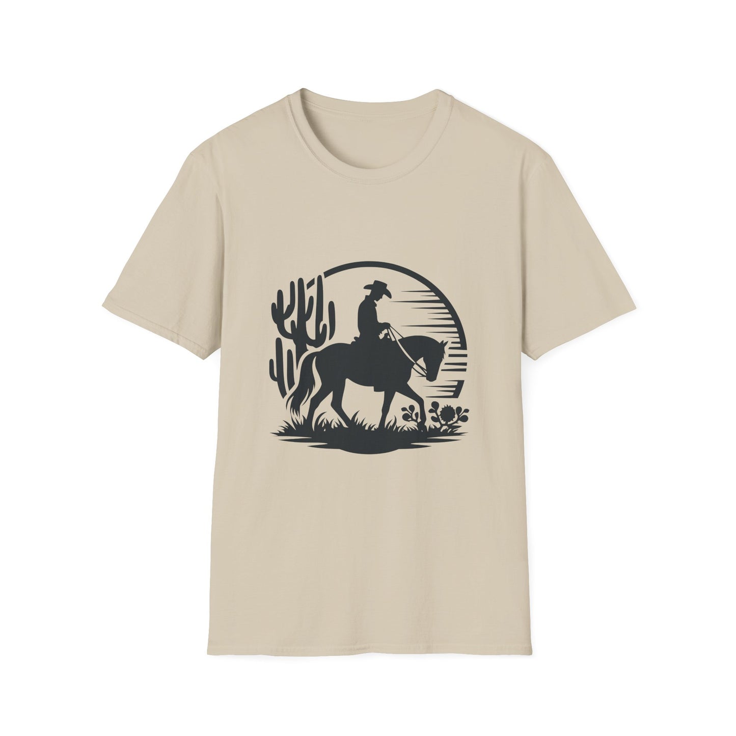 Cowboy Sunset Graphic Tee, Vintage Western T-Shirt, Gift for Horse Lovers, Retro Cowboy Shirt, Unisex Casual Wear