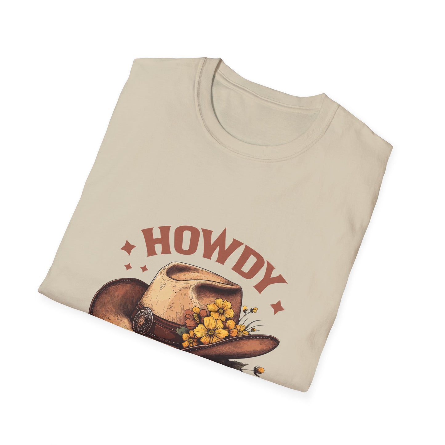 Howdy Themed Unisex Softstyle T-Shirt, Casual Tee, Cowboy Shirt, Western Apparel, Gift for Celebrations