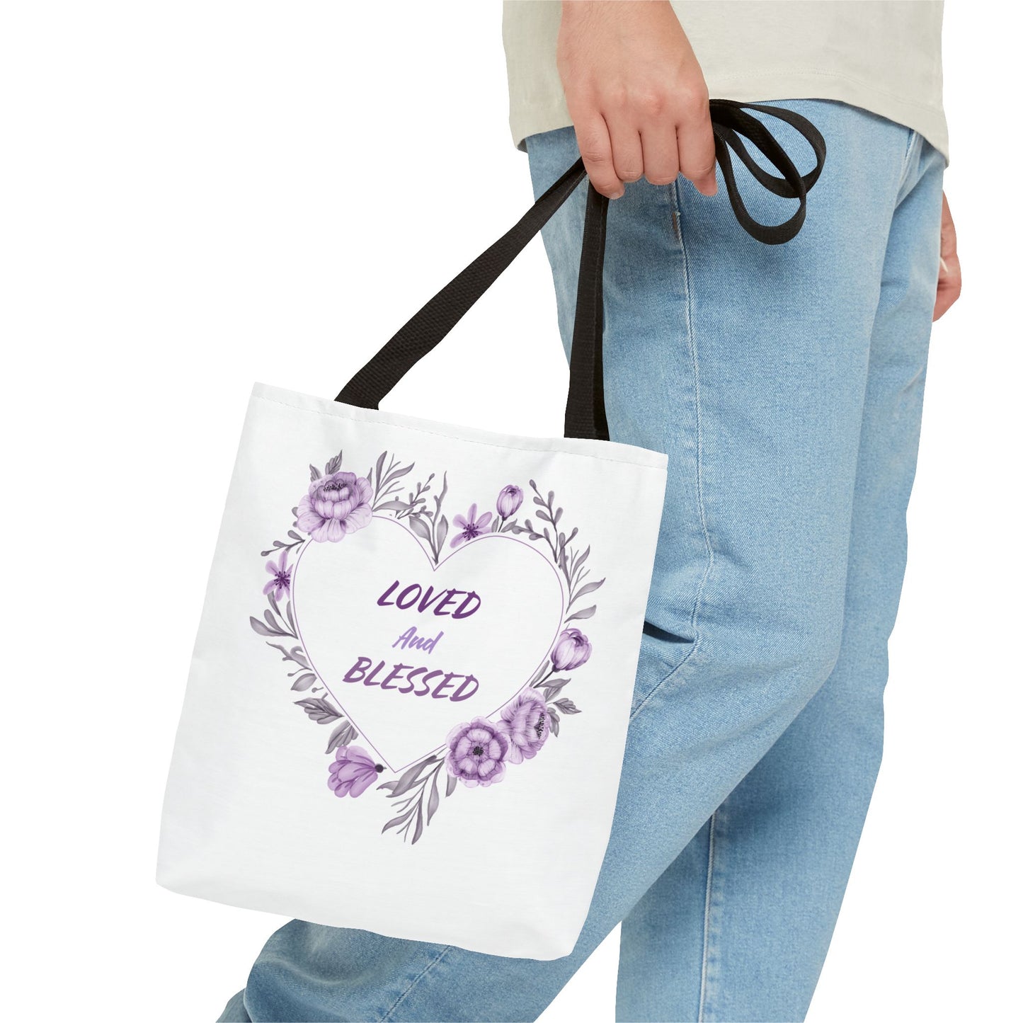 Loved and Blessed Floral Tote Bag – Elegant Canvas Carryall for Every Occasion