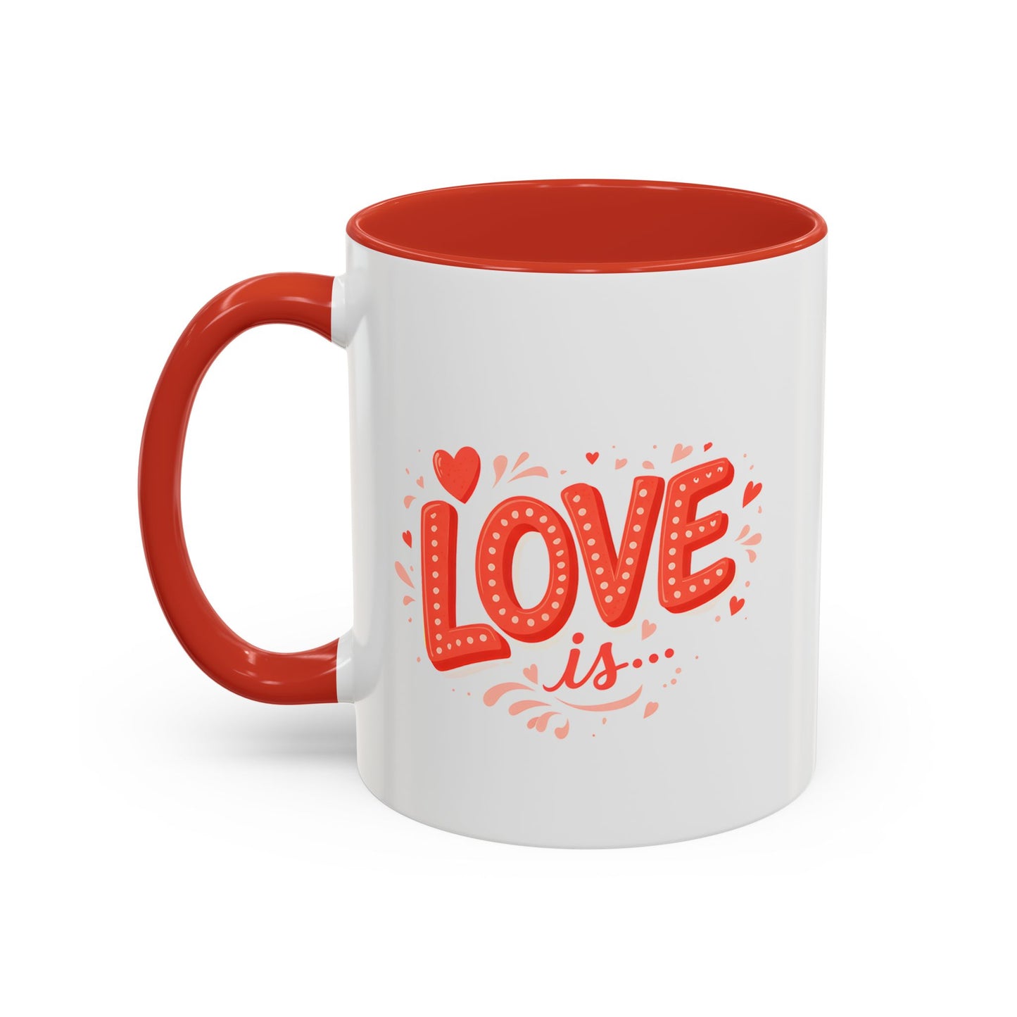 Love Is Made Of Coffee Mug — Romantic Pink Accent Coffee Cup (11/15oz)