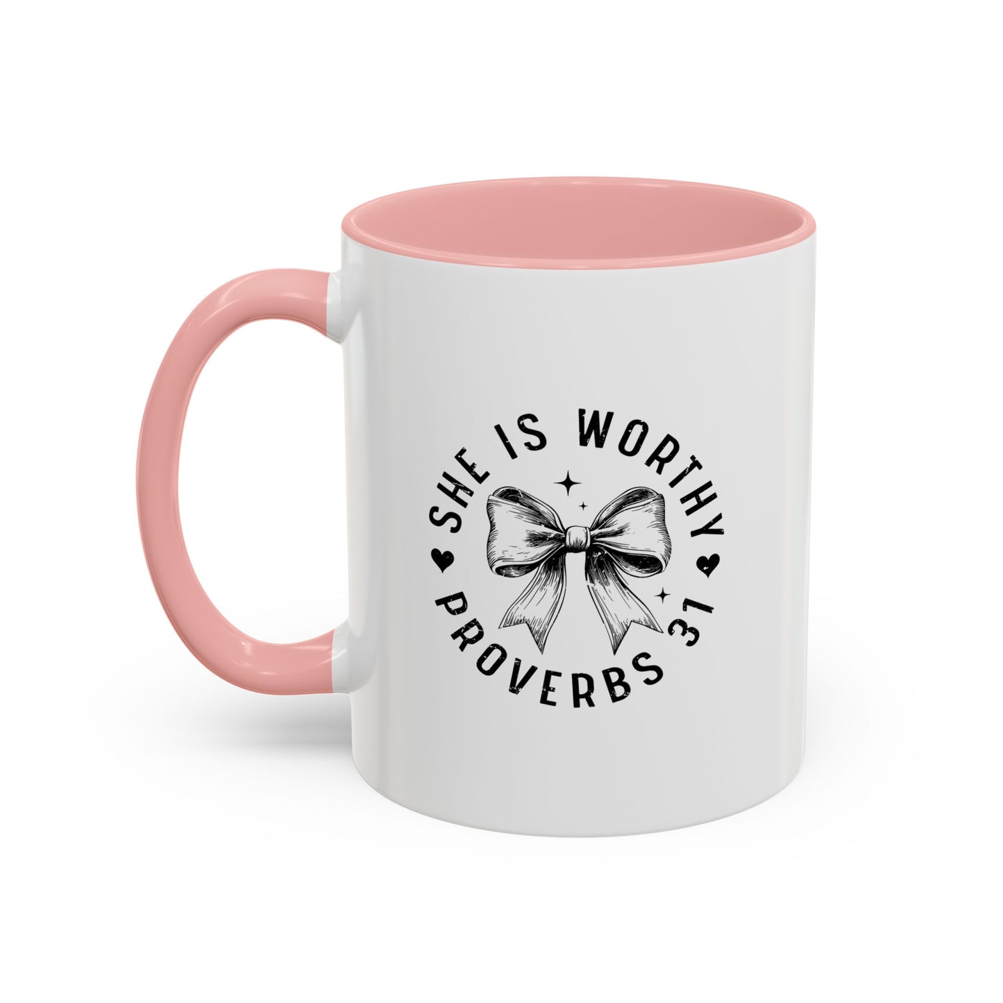 Proverbs 31 Inspirational Coffee Mug, Black Accent Cup, Gift for Her, Motivational Tea Mug, Christian Woman's Mug, Encouragement Gift