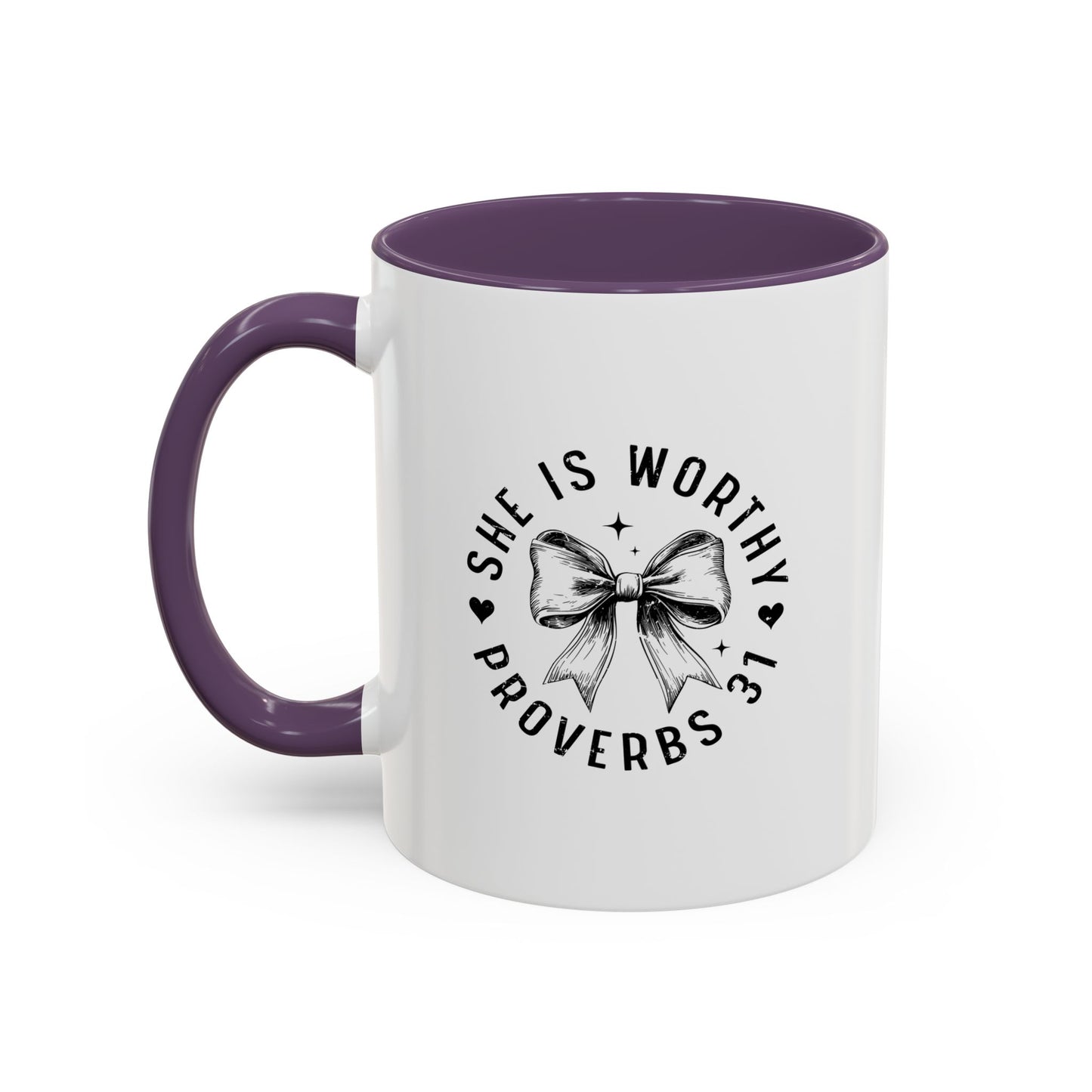 Proverbs 31 Inspirational Coffee Mug, Black Accent Cup, Gift for Her, Motivational Tea Mug, Christian Woman's Mug, Encouragement Gift