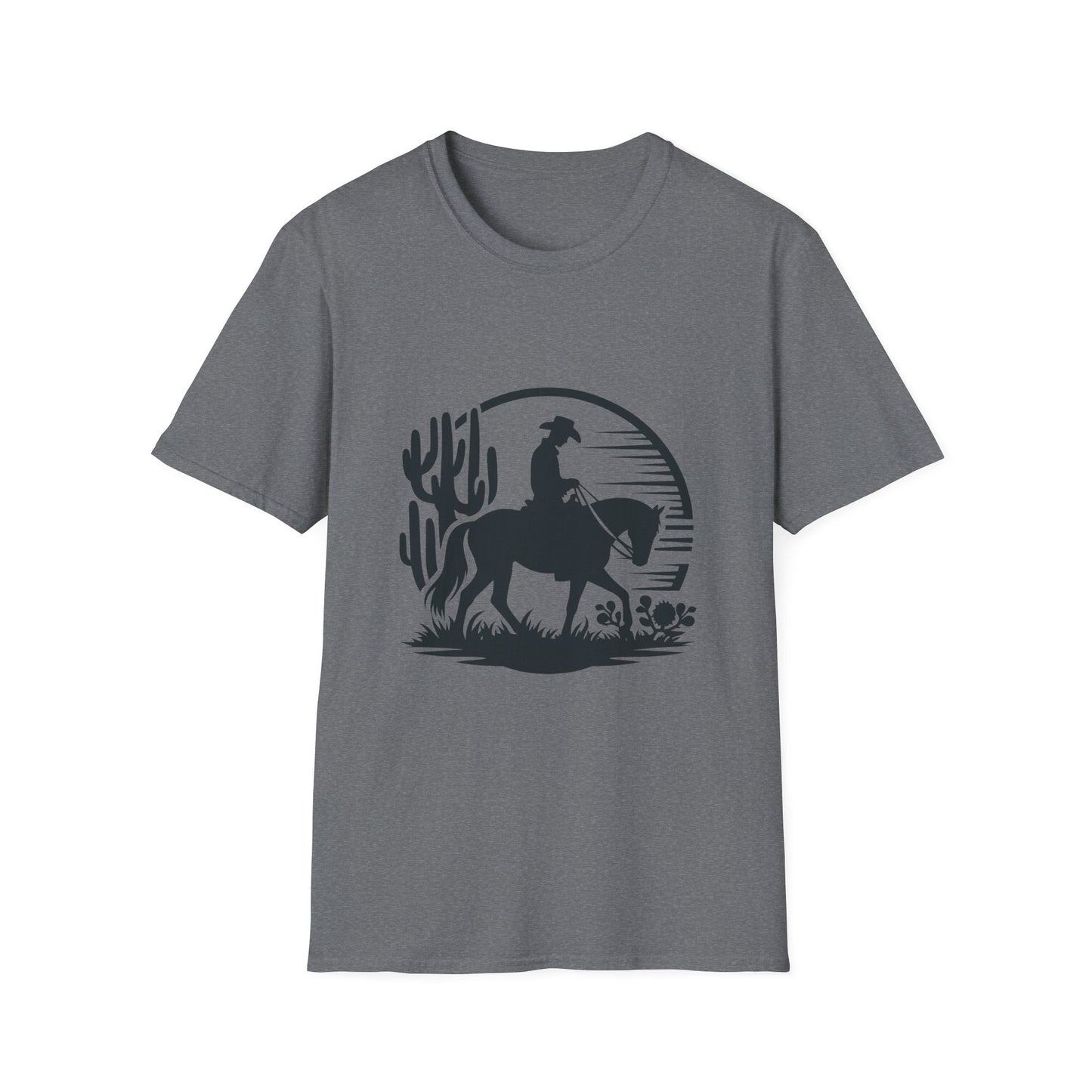 Cowboy Sunset Graphic Tee, Vintage Western T-Shirt, Gift for Horse Lovers, Retro Cowboy Shirt, Unisex Casual Wear