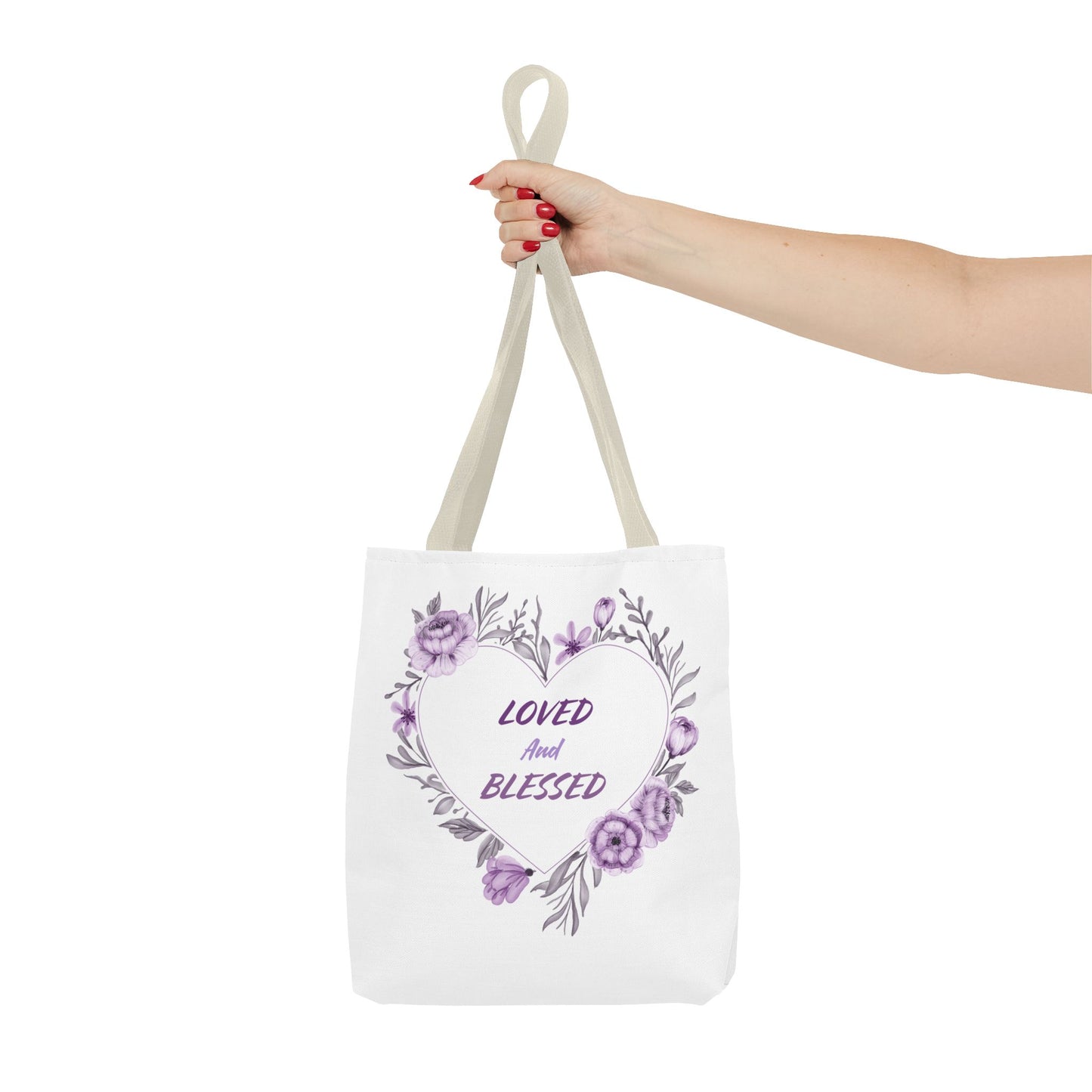 Loved and Blessed Floral Tote Bag – Elegant Canvas Carryall for Every Occasion
